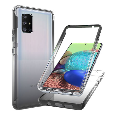 Coque Ultra Fine Transparente Souple Housse Etui 360 Degres Avant et Arriere Degrade JX1 pour Samsung Galaxy A71 4G A715 Noir