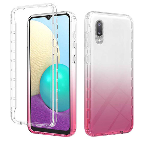 Coque Ultra Fine Transparente Souple Housse Etui 360 Degres Avant et Arriere Degrade JX1 pour Samsung Galaxy M02 Rose