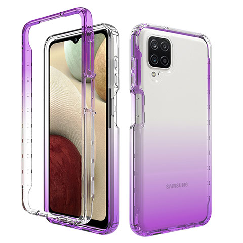 Coque Ultra Fine Transparente Souple Housse Etui 360 Degres Avant et Arriere Degrade JX1 pour Samsung Galaxy M12 Violet