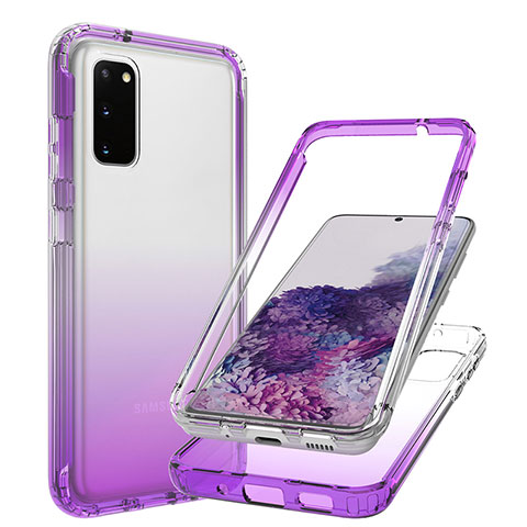 Coque Ultra Fine Transparente Souple Housse Etui 360 Degres Avant et Arriere Degrade JX1 pour Samsung Galaxy S20 5G Violet