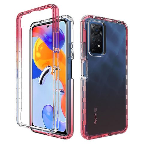 Coque Ultra Fine Transparente Souple Housse Etui 360 Degres Avant et Arriere Degrade JX1 pour Xiaomi Redmi Note 11 Pro 5G Rouge