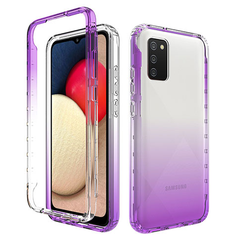 Coque Ultra Fine Transparente Souple Housse Etui 360 Degres Avant et Arriere Degrade JX4 pour Samsung Galaxy A03s Violet