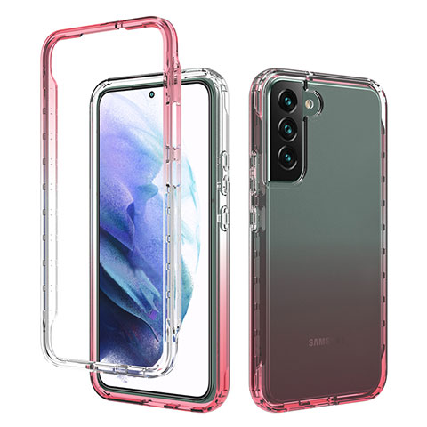 Coque Ultra Fine Transparente Souple Housse Etui 360 Degres Avant et Arriere Degrade M01 pour Samsung Galaxy S21 Plus 5G Rouge