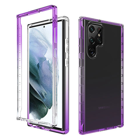 Coque Ultra Fine Transparente Souple Housse Etui 360 Degres Avant et Arriere Degrade M01 pour Samsung Galaxy S21 Ultra 5G Violet