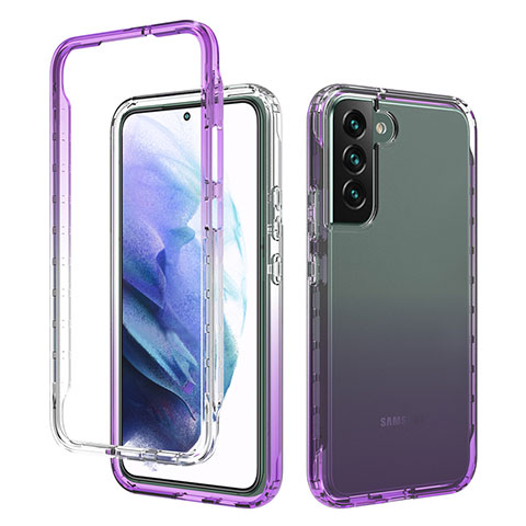 Coque Ultra Fine Transparente Souple Housse Etui 360 Degres Avant et Arriere Degrade M01 pour Samsung Galaxy S22 5G Violet