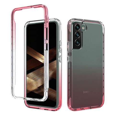 Coque Ultra Fine Transparente Souple Housse Etui 360 Degres Avant et Arriere Degrade M01 pour Samsung Galaxy S24 Plus 5G Rouge