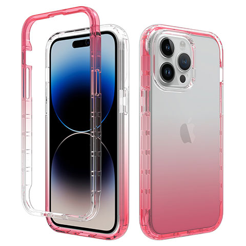 Coque Ultra Fine Transparente Souple Housse Etui 360 Degres Avant et Arriere Degrade pour Apple iPhone 13 Pro Max Rouge