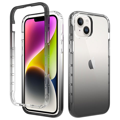 Coque Ultra Fine Transparente Souple Housse Etui 360 Degres Avant et Arriere Degrade pour Apple iPhone 15 Plus Gris Fonce