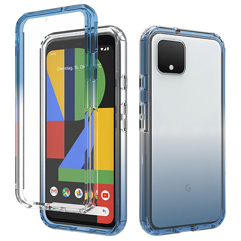 Coque Ultra Fine Transparente Souple Housse Etui 360 Degres Avant et Arriere Degrade pour Google Pixel 4 Bleu