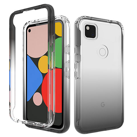 Coque Ultra Fine Transparente Souple Housse Etui 360 Degres Avant et Arriere Degrade pour Google Pixel 4a Gris Fonce