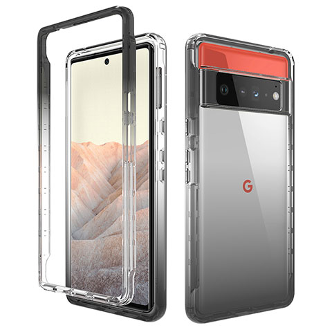 Coque Ultra Fine Transparente Souple Housse Etui 360 Degres Avant et Arriere Degrade pour Google Pixel 6 Pro 5G Gris Fonce