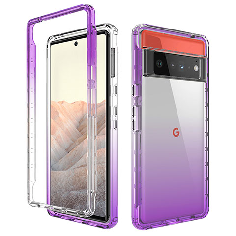 Coque Ultra Fine Transparente Souple Housse Etui 360 Degres Avant et Arriere Degrade pour Google Pixel 6 Pro 5G Violet