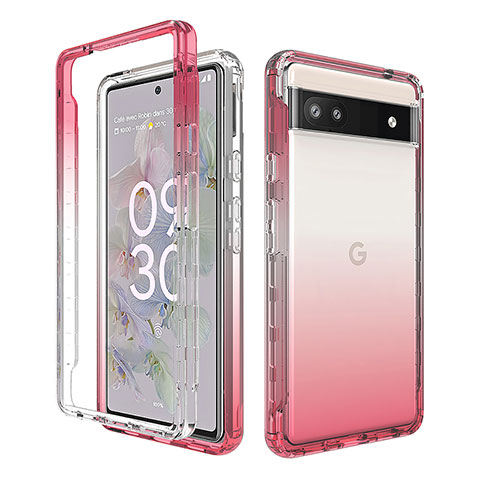 Coque Ultra Fine Transparente Souple Housse Etui 360 Degres Avant et Arriere Degrade pour Google Pixel 6a 5G Rouge