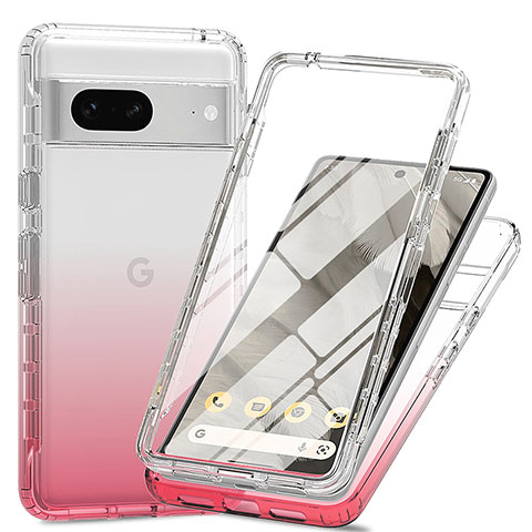 Coque Ultra Fine Transparente Souple Housse Etui 360 Degres Avant et Arriere Degrade pour Google Pixel 7 5G Rouge