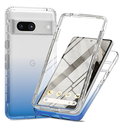 Coque Ultra Fine Transparente Souple Housse Etui 360 Degres Avant et Arriere Degrade pour Google Pixel 7a 5G Bleu