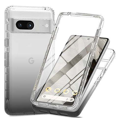 Coque Ultra Fine Transparente Souple Housse Etui 360 Degres Avant et Arriere Degrade pour Google Pixel 7a 5G Gris Fonce