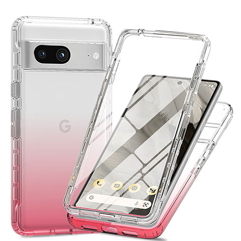 Coque Ultra Fine Transparente Souple Housse Etui 360 Degres Avant et Arriere Degrade pour Google Pixel 7a 5G Rouge