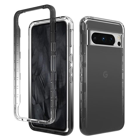 Coque Ultra Fine Transparente Souple Housse Etui 360 Degres Avant et Arriere Degrade pour Google Pixel 8 Pro 5G Gris Fonce