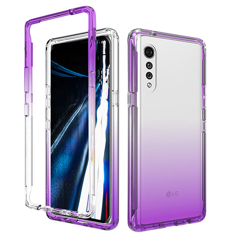 Coque Ultra Fine Transparente Souple Housse Etui 360 Degres Avant et Arriere Degrade pour LG Velvet 4G Violet