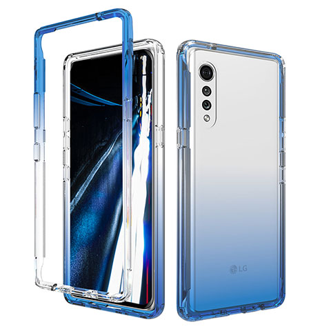 Coque Ultra Fine Transparente Souple Housse Etui 360 Degres Avant et Arriere Degrade pour LG Velvet 5G Bleu