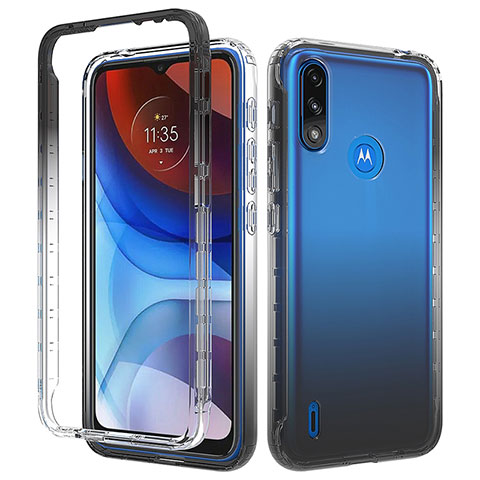 Coque Ultra Fine Transparente Souple Housse Etui 360 Degres Avant et Arriere Degrade pour Motorola Moto E7 Power Bleu