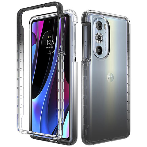 Coque Ultra Fine Transparente Souple Housse Etui 360 Degres Avant et Arriere Degrade pour Motorola Moto Edge 30 Pro 5G Noir