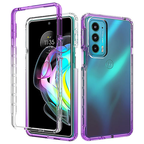 Coque Ultra Fine Transparente Souple Housse Etui 360 Degres Avant et Arriere Degrade pour Motorola Moto Edge Lite 5G Violet