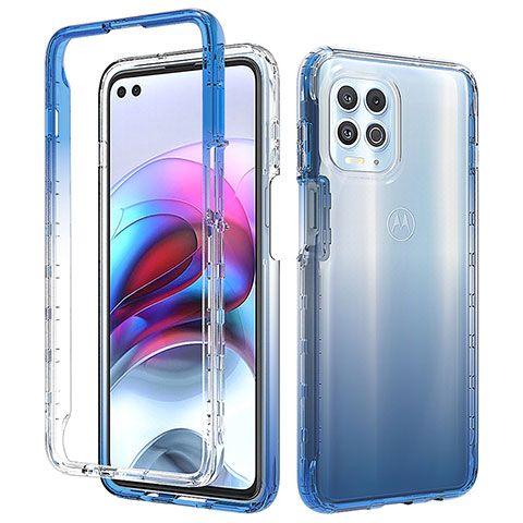 Coque Ultra Fine Transparente Souple Housse Etui 360 Degres Avant et Arriere Degrade pour Motorola Moto Edge S 5G Bleu