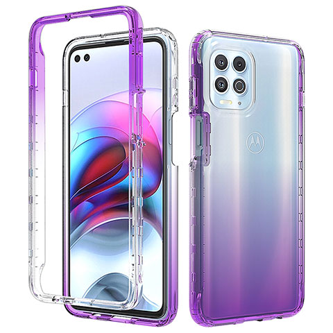 Coque Ultra Fine Transparente Souple Housse Etui 360 Degres Avant et Arriere Degrade pour Motorola Moto Edge S 5G Violet