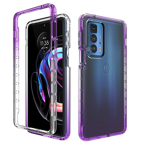 Coque Ultra Fine Transparente Souple Housse Etui 360 Degres Avant et Arriere Degrade pour Motorola Moto Edge S Pro 5G Violet