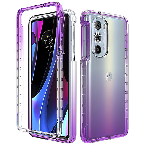 Coque Ultra Fine Transparente Souple Housse Etui 360 Degres Avant et Arriere Degrade pour Motorola Moto Edge X30 5G Violet