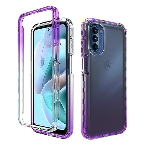 Coque Ultra Fine Transparente Souple Housse Etui 360 Degres Avant et Arriere Degrade pour Motorola Moto G31 Violet