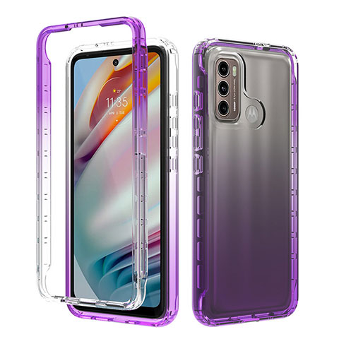 Coque Ultra Fine Transparente Souple Housse Etui 360 Degres Avant et Arriere Degrade pour Motorola Moto G40 Fusion Violet