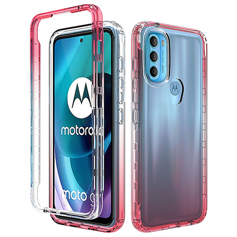 Coque Ultra Fine Transparente Souple Housse Etui 360 Degres Avant et Arriere Degrade pour Motorola Moto G71 5G Rouge