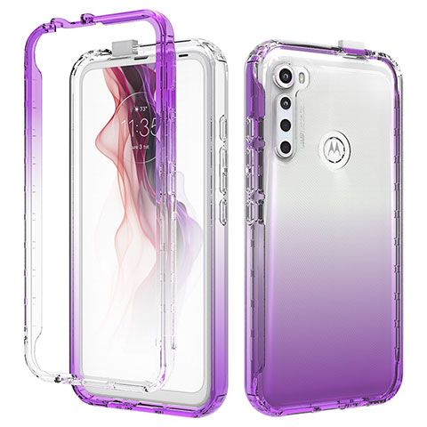 Coque Ultra Fine Transparente Souple Housse Etui 360 Degres Avant et Arriere Degrade pour Motorola Moto One Fusion Plus Violet