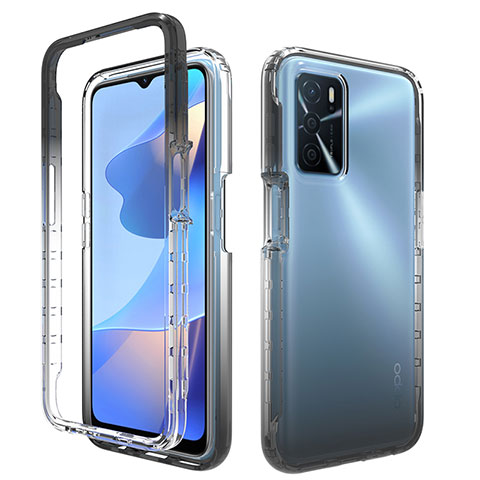 Coque Ultra Fine Transparente Souple Housse Etui 360 Degres Avant et Arriere Degrade pour Oppo A16 Noir