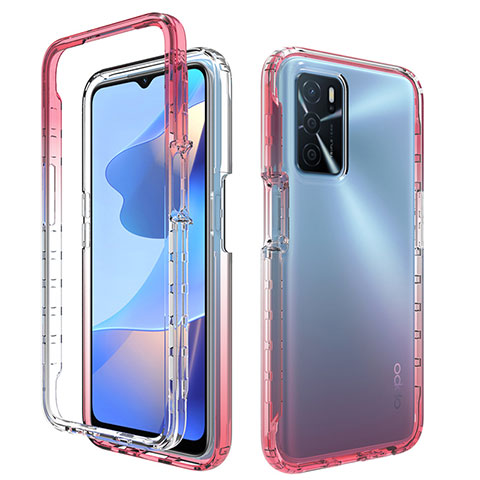 Coque Ultra Fine Transparente Souple Housse Etui 360 Degres Avant et Arriere Degrade pour Oppo A16 Rouge