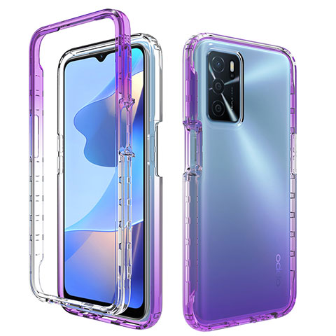 Coque Ultra Fine Transparente Souple Housse Etui 360 Degres Avant et Arriere Degrade pour Oppo A16 Violet