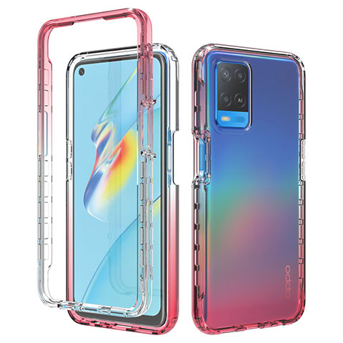 Coque Ultra Fine Transparente Souple Housse Etui 360 Degres Avant et Arriere Degrade pour Oppo A54 4G Rouge