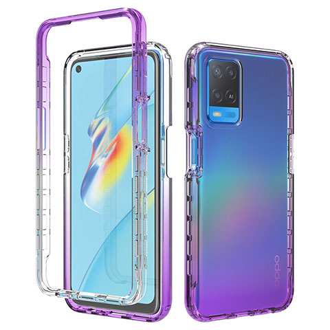 Coque Ultra Fine Transparente Souple Housse Etui 360 Degres Avant et Arriere Degrade pour Oppo A54 4G Violet