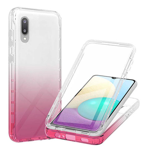 Coque Ultra Fine Transparente Souple Housse Etui 360 Degres Avant et Arriere Degrade pour Samsung Galaxy A02 Rose