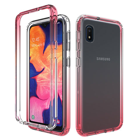 Coque Ultra Fine Transparente Souple Housse Etui 360 Degres Avant et Arriere Degrade pour Samsung Galaxy A10e Rouge