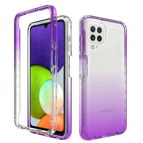 Coque Ultra Fine Transparente Souple Housse Etui 360 Degres Avant et Arriere Degrade pour Samsung Galaxy A22 4G Violet