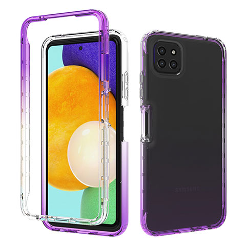 Coque Ultra Fine Transparente Souple Housse Etui 360 Degres Avant et Arriere Degrade pour Samsung Galaxy A22 5G Violet