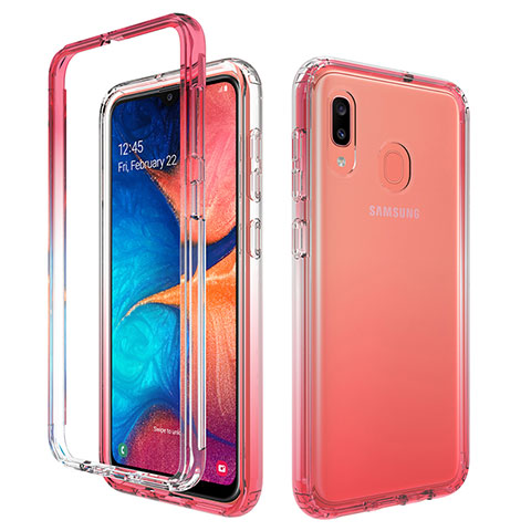 Coque Ultra Fine Transparente Souple Housse Etui 360 Degres Avant et Arriere Degrade pour Samsung Galaxy A30 Rouge