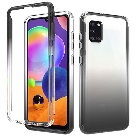 Coque Ultra Fine Transparente Souple Housse Etui 360 Degres Avant et Arriere Degrade pour Samsung Galaxy A31 Gris Fonce