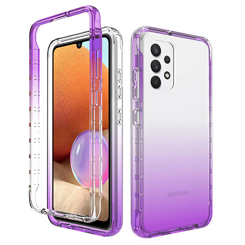 Coque Ultra Fine Transparente Souple Housse Etui 360 Degres Avant et Arriere Degrade pour Samsung Galaxy A32 5G Violet