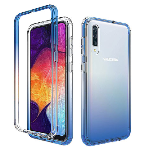 Coque Ultra Fine Transparente Souple Housse Etui 360 Degres Avant et Arriere Degrade pour Samsung Galaxy A50 Bleu