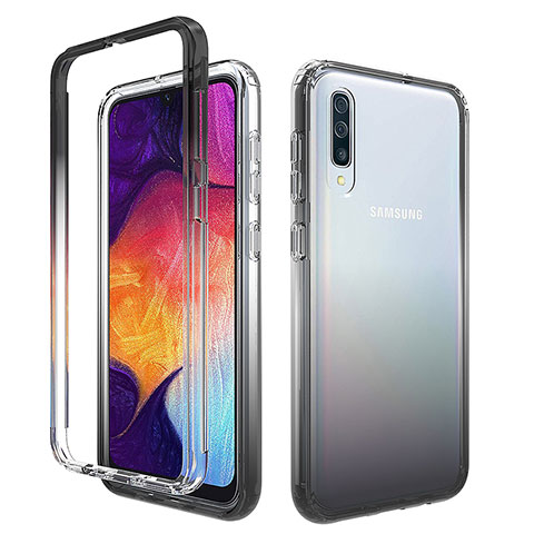 Coque Ultra Fine Transparente Souple Housse Etui 360 Degres Avant et Arriere Degrade pour Samsung Galaxy A50S Gris Fonce