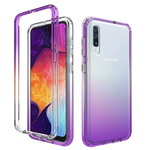 Coque Ultra Fine Transparente Souple Housse Etui 360 Degres Avant et Arriere Degrade pour Samsung Galaxy A50S Violet